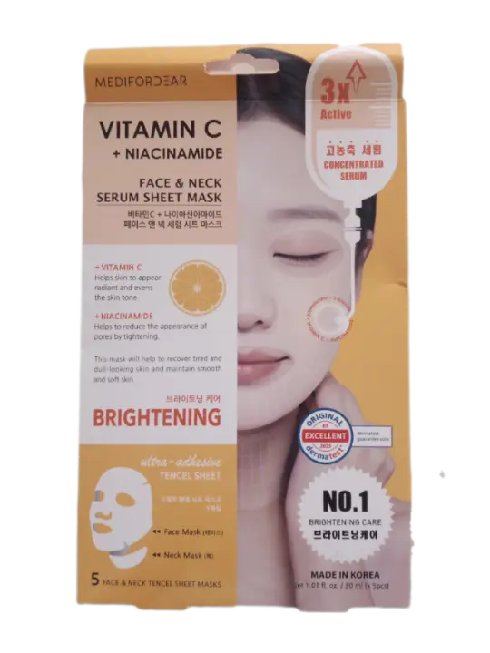 Vitamin C + Niacinamide Face and Neck Serum Sheet Mask 4 ea - Look At Me